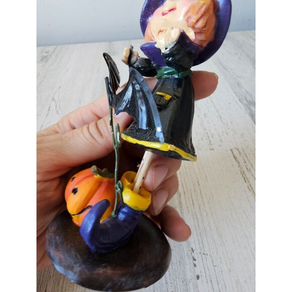 Halloween witch bat pumpkin figurine village decor statue reading as is - Picture 7 of 7